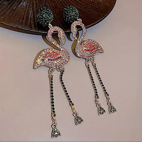 Flamingo Crystal Zircon Earrings - Picture 4 of 5